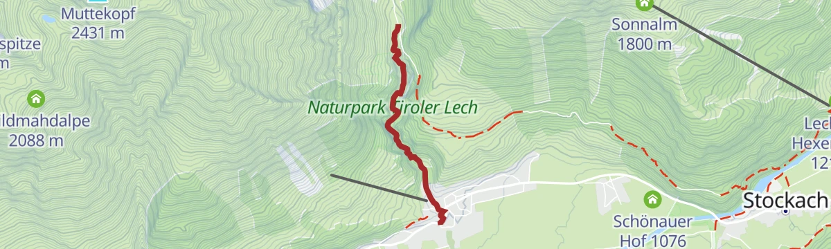 Route map: Holzgau - Cafe Uta